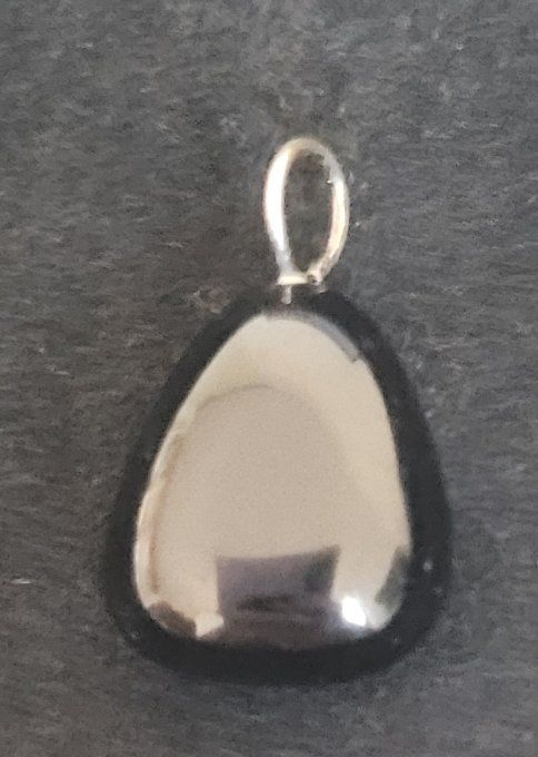 Pendentif Obsidienne noire pierre roulée