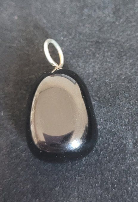 Pendentif Obsidienne noire pierre roulée