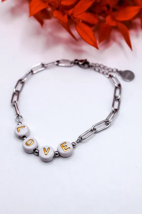 Bracelet Love acier inoxydable argenté